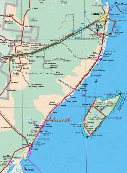 Road map of Rivirra Maya